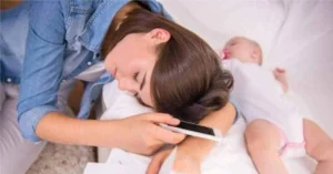 new mom on phone